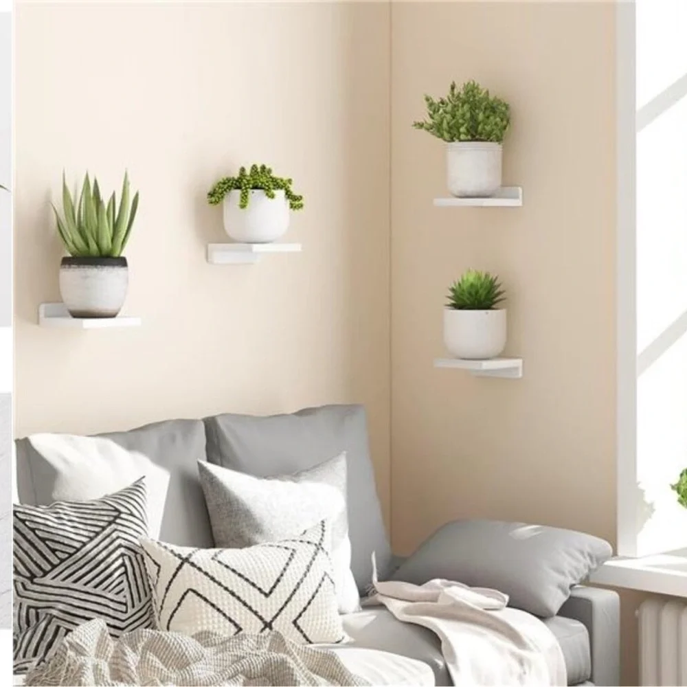 Floating Shelves Rustic Wood Small Wall Mounted Shelves, White